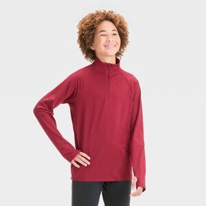 NEW Boys' Soft Stretch 1/4 Zip Layered Sweatshirt - All In Motion™ Red